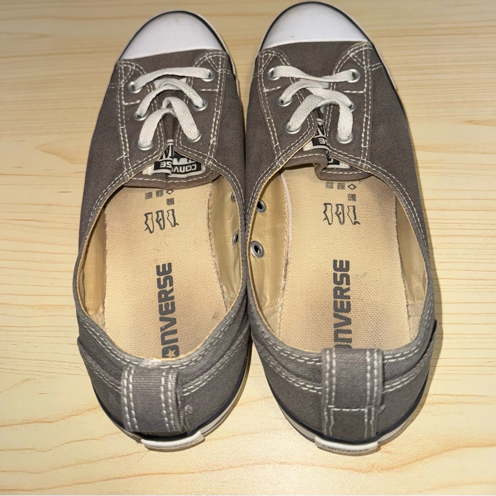Converse Gray and White Canvas Sneakers with Rubber Toe Cap - Picture 2 of 10